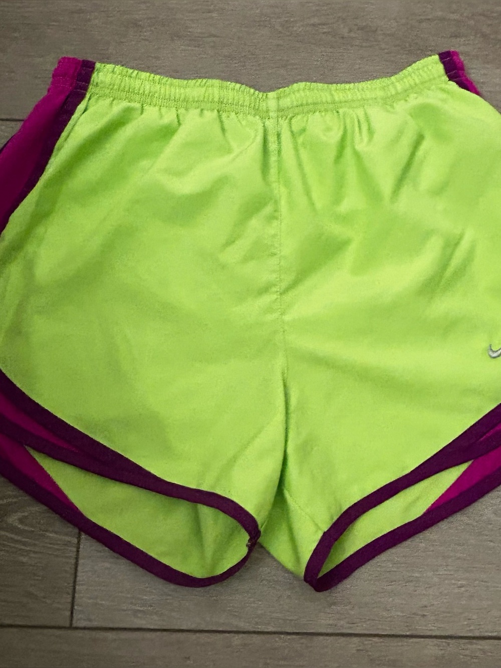Nike Women’s Neon Lime Athletic Shorts with Magenta Trim